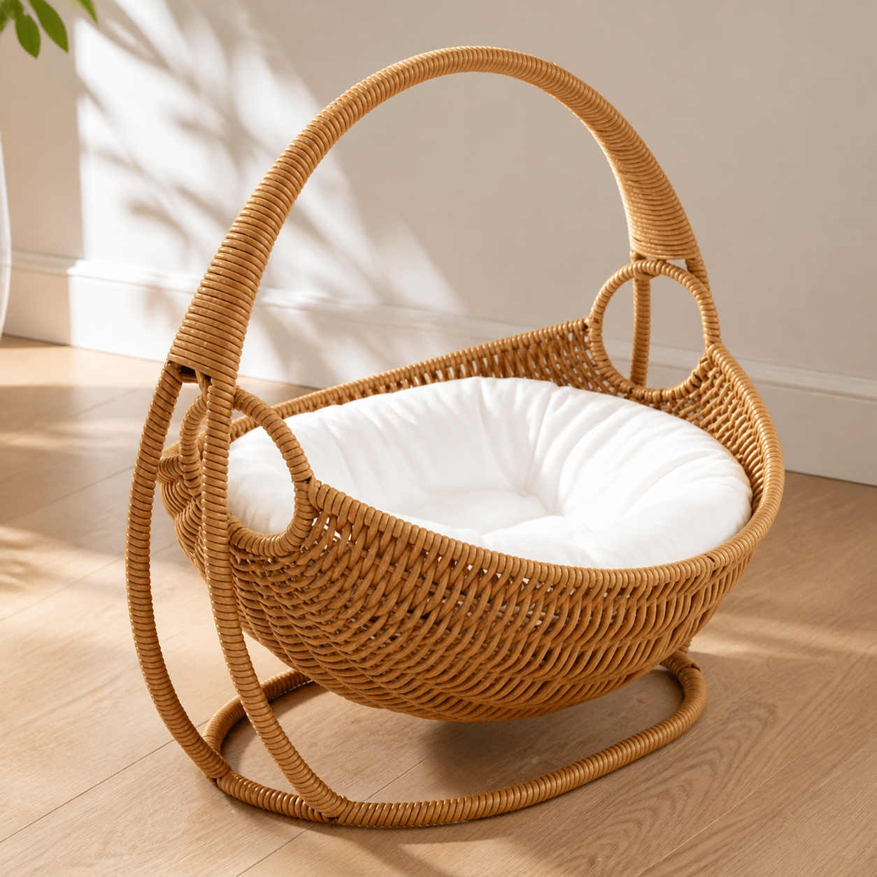 Faux Rattan Cat Basket Bed