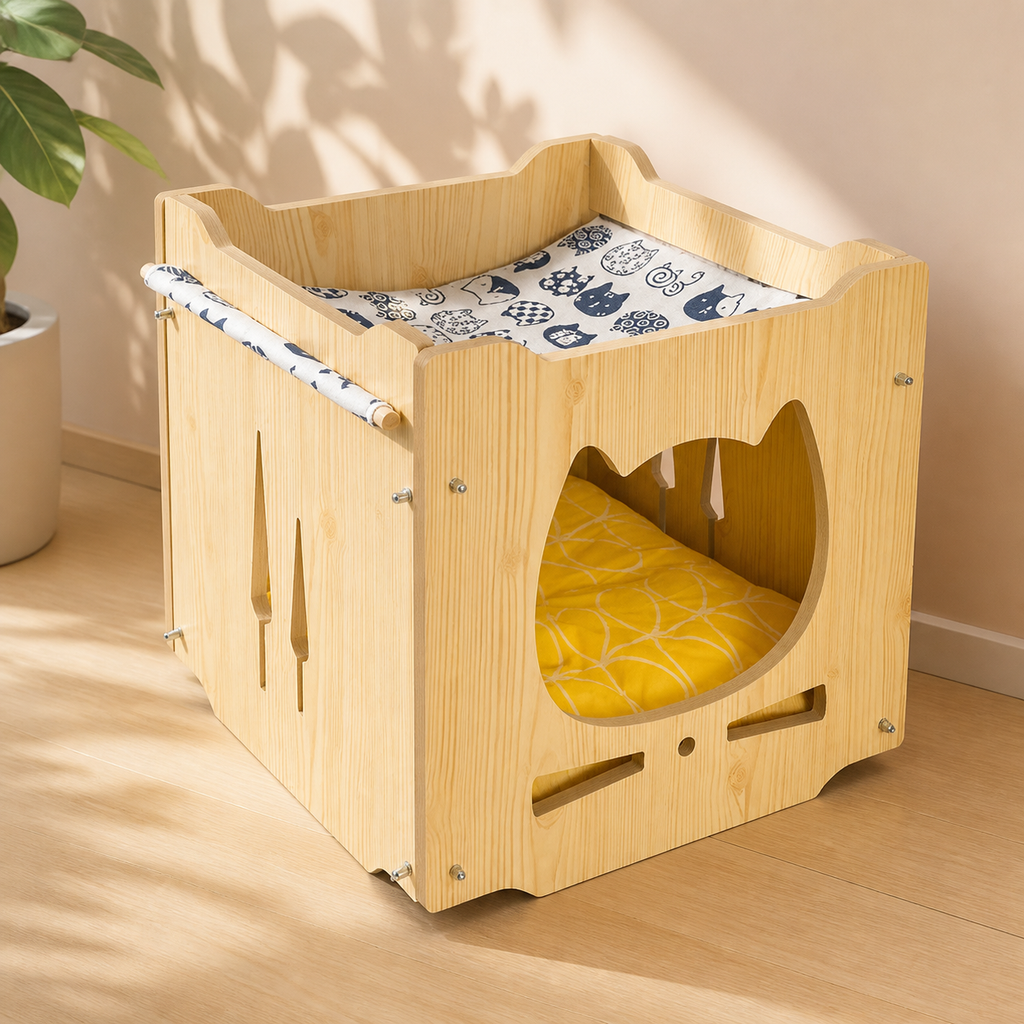 Stackable Wooden Cat House