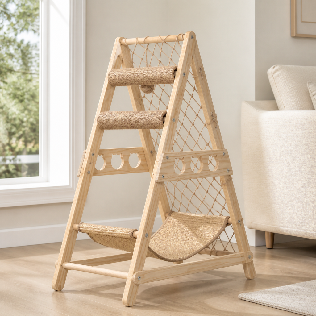 Solid Wood Cat Tree Tower