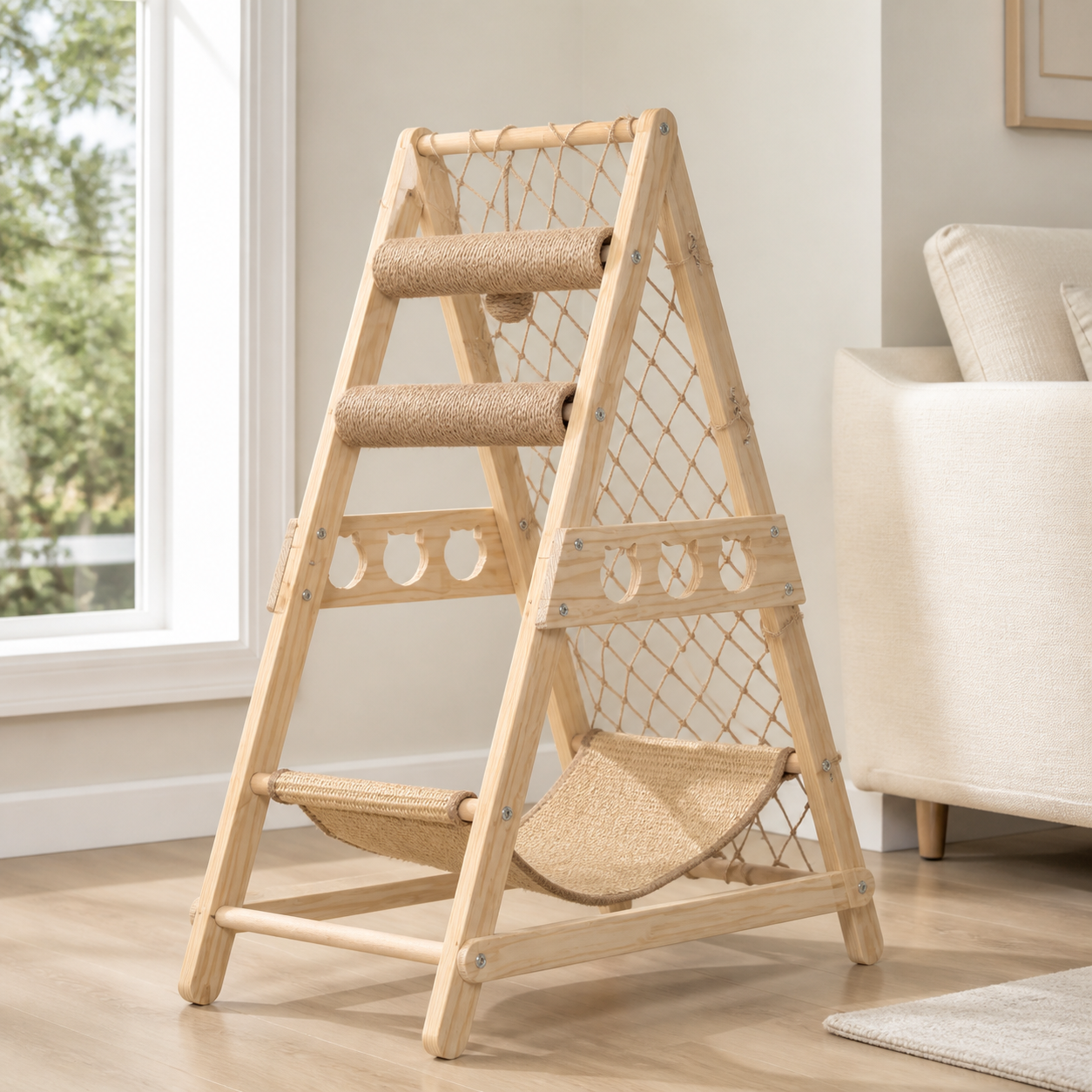 Solid Wood Cat Tree Tower
