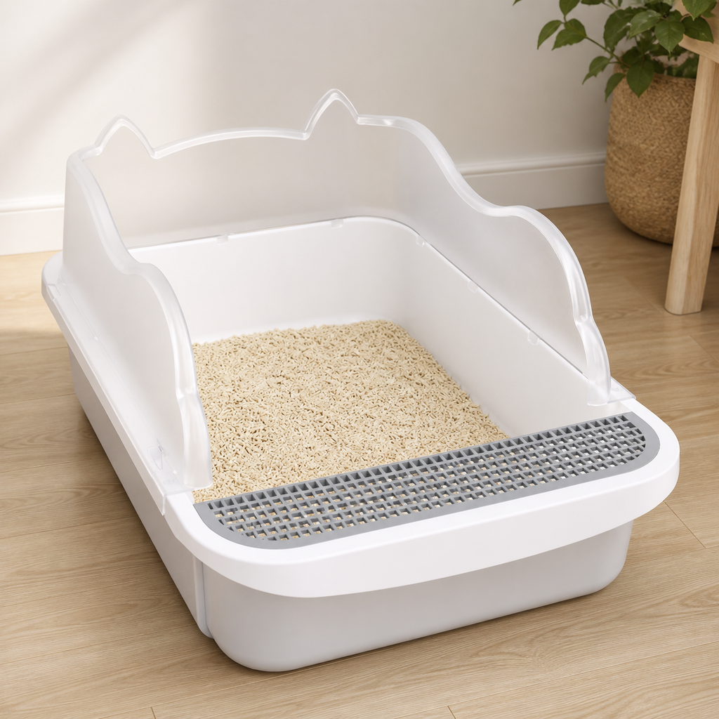 Semi-Enclosed Cat Litter Box