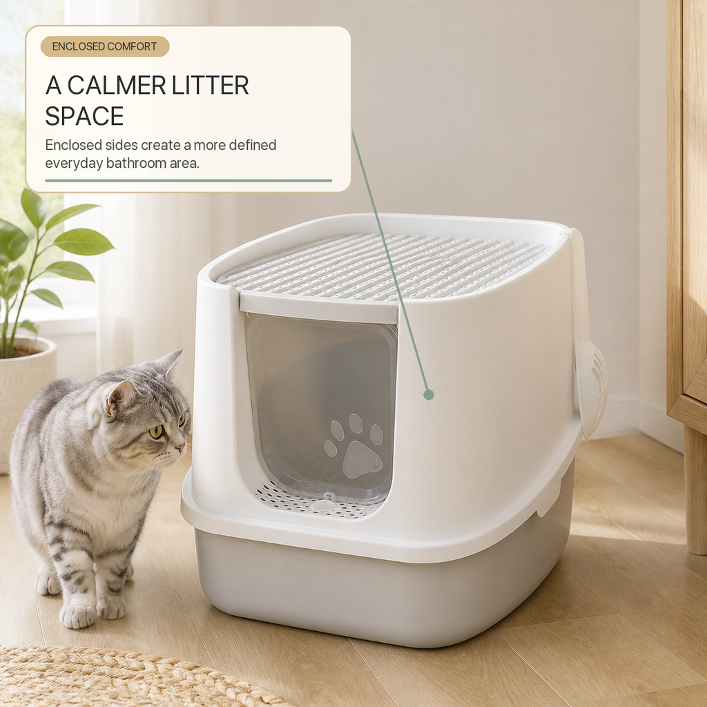 Anti-Splash Enclosed Litter Box