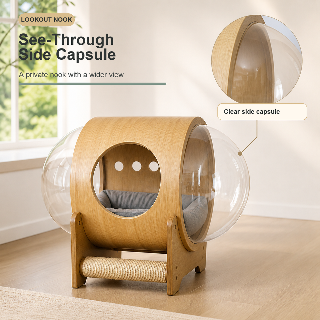Wooden Capsule Cat House