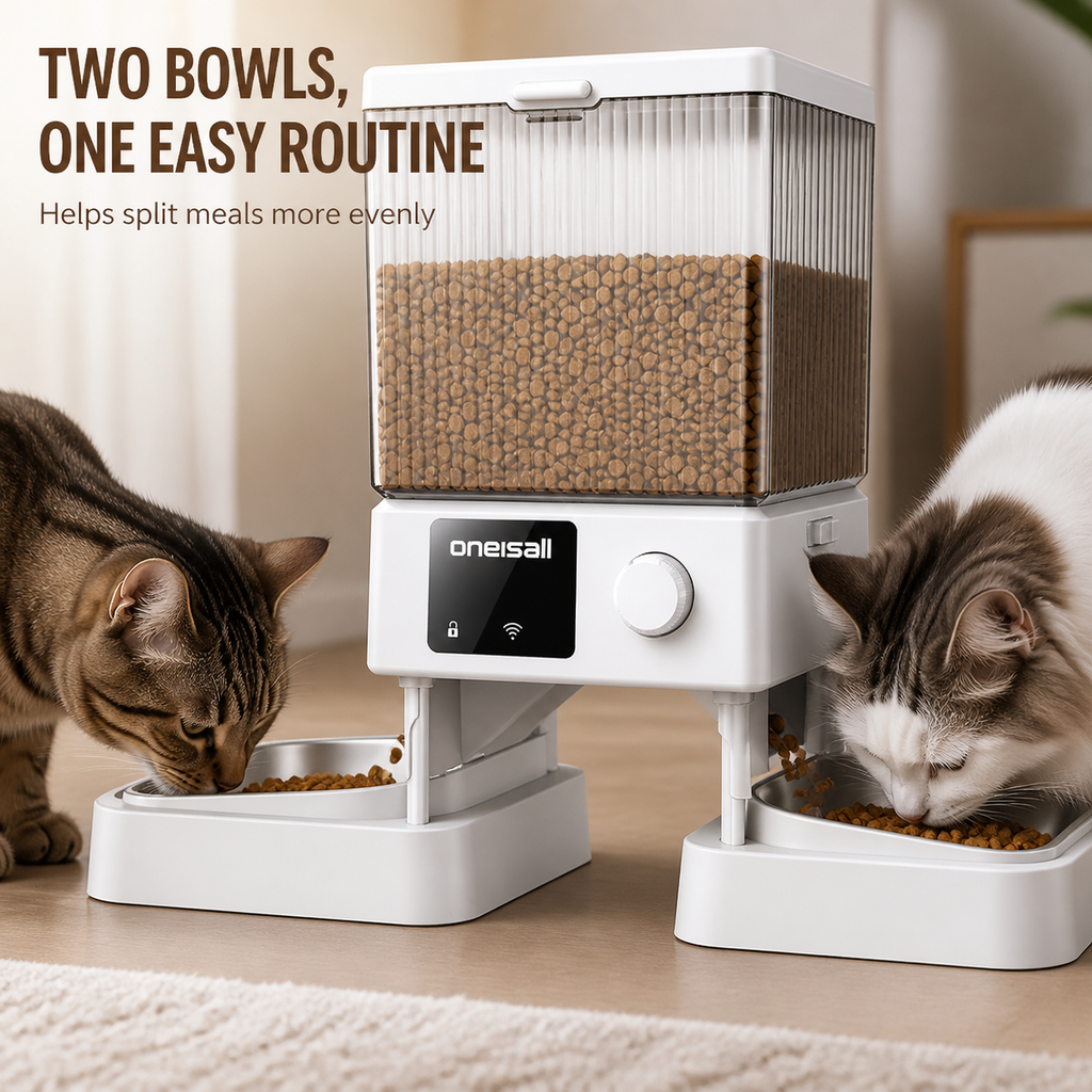 Dual-Bowl Automatic Cat Feeder