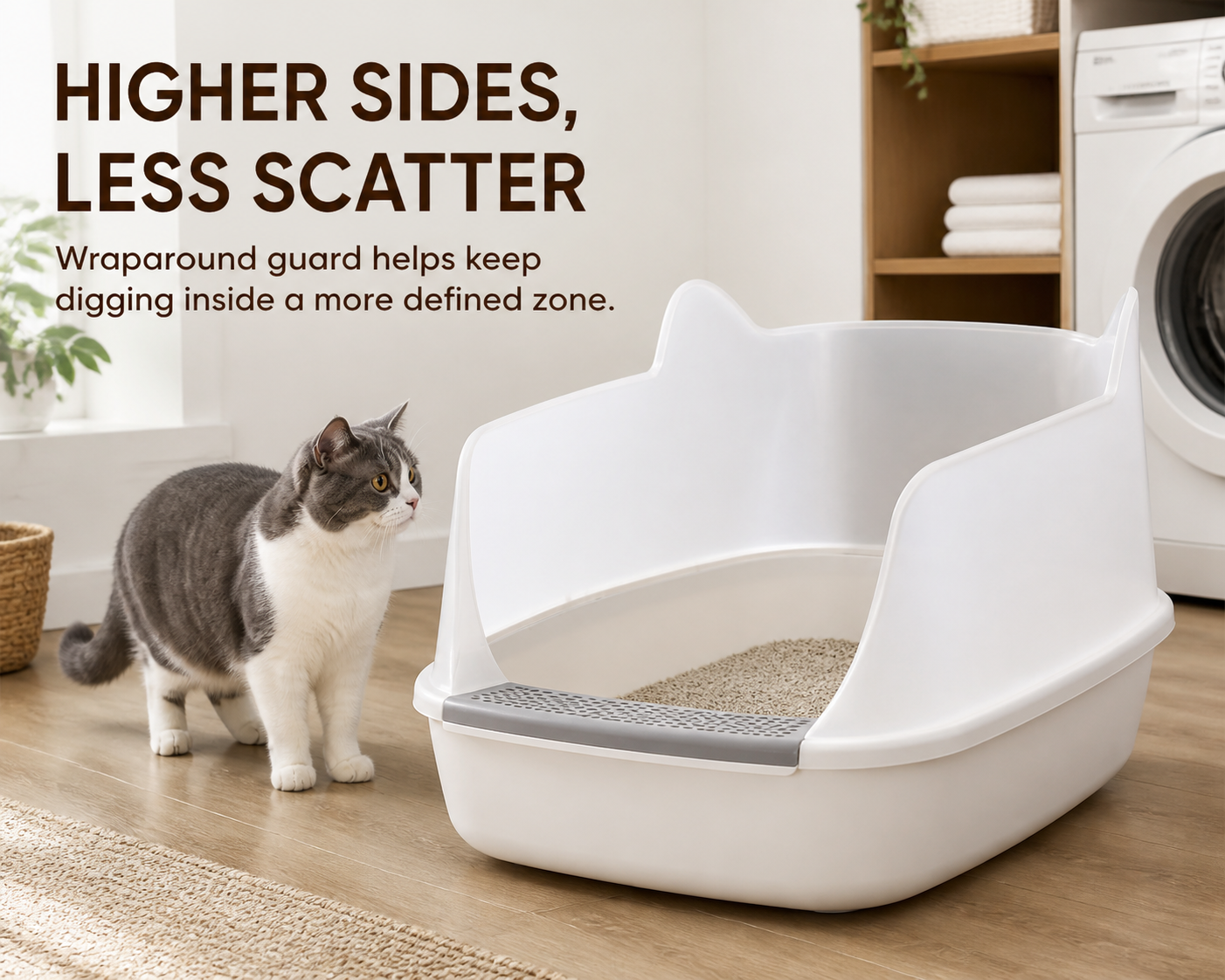 Semi-Enclosed Cat Litter Box