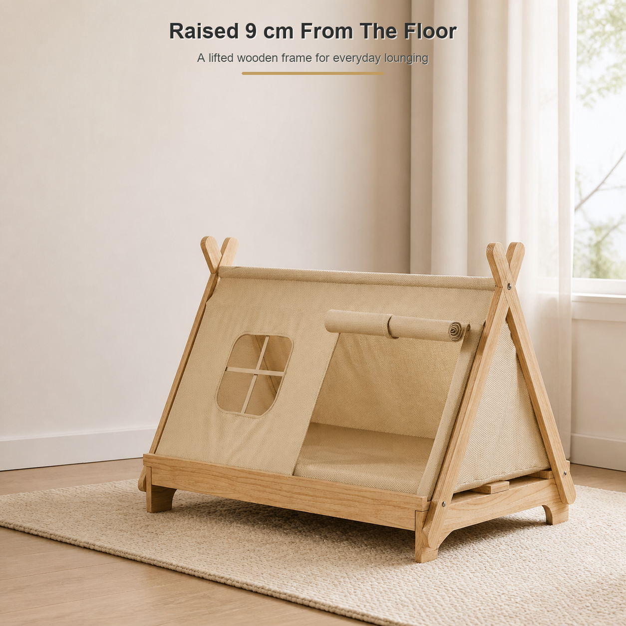 Wooden Window Cat Tent Bed