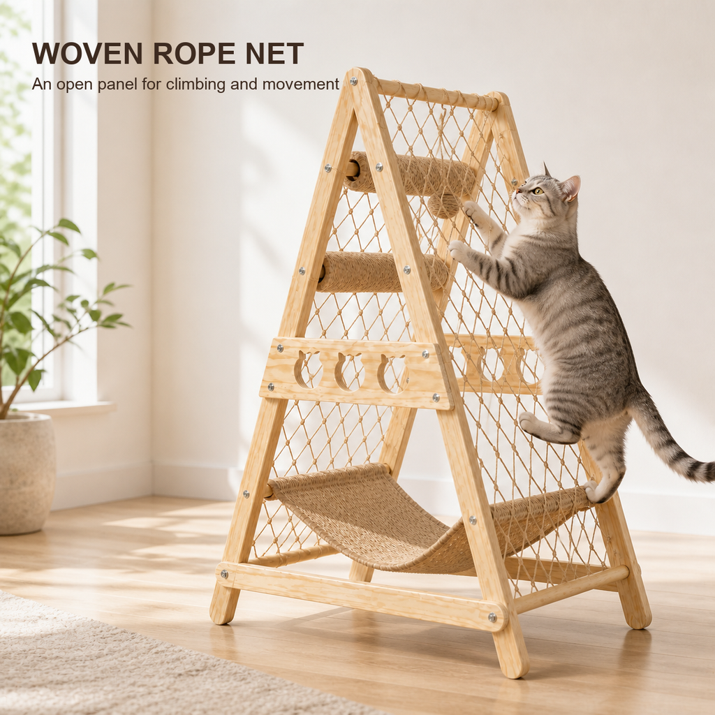 Solid Wood Cat Tree Tower