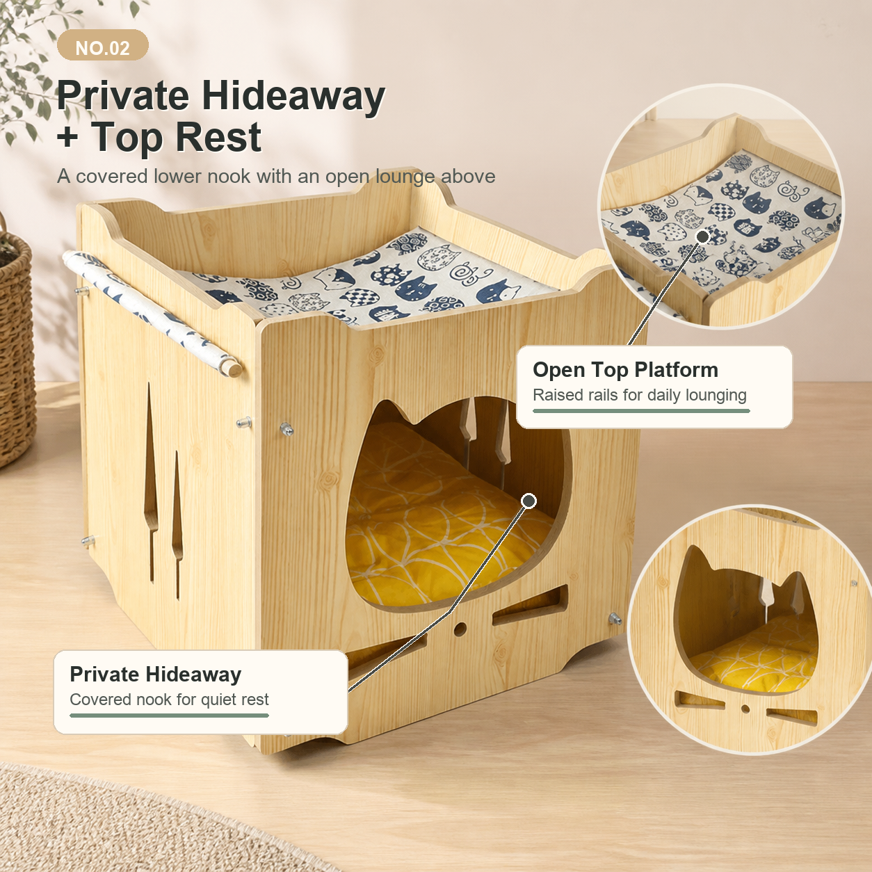 Stackable Wooden Cat House