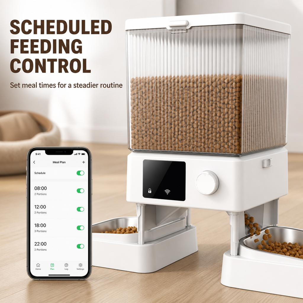 Dual-Bowl Automatic Cat Feeder