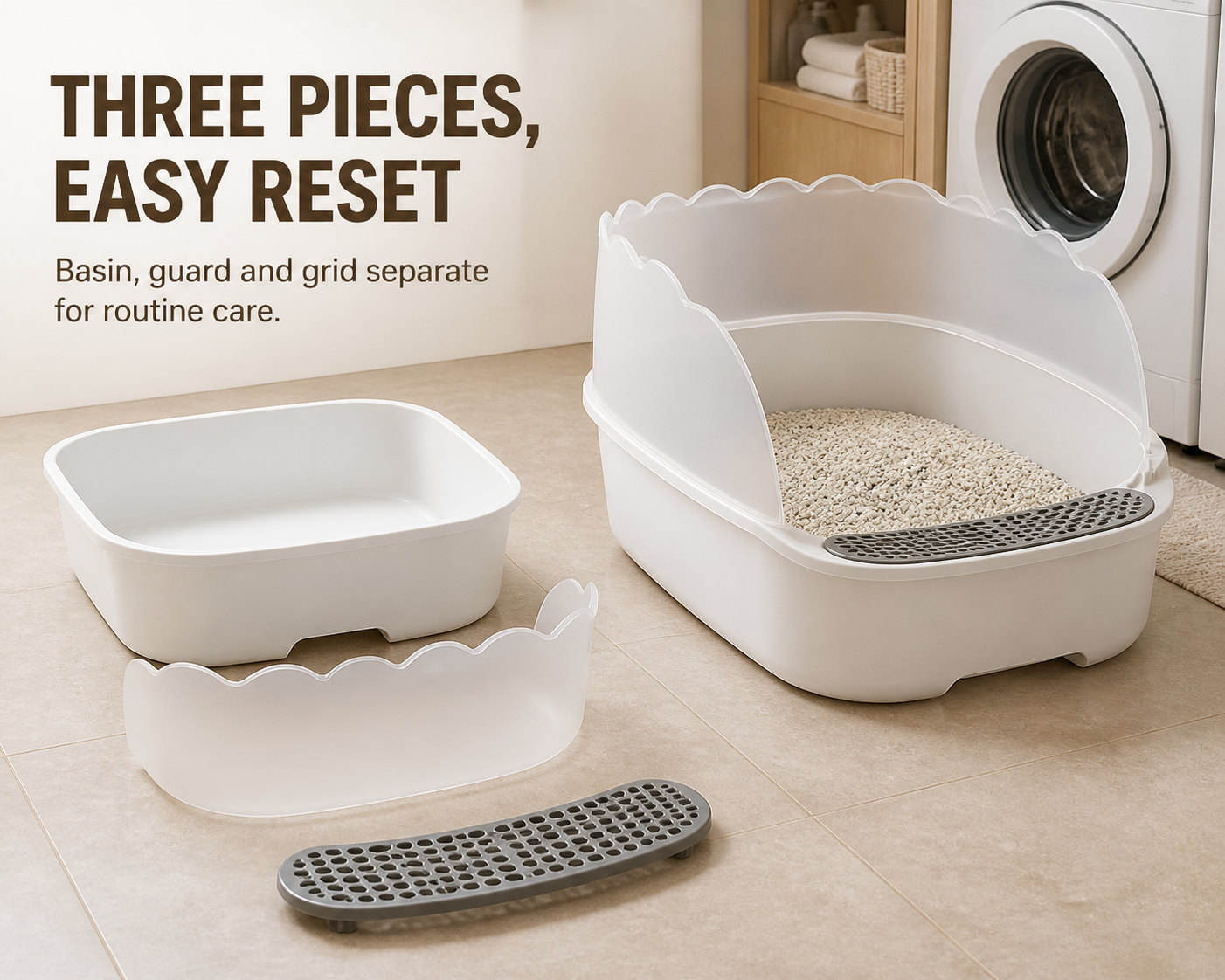 Semi-Enclosed Cat Litter Box
