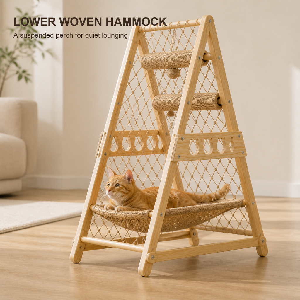 Solid Wood Cat Tree Tower