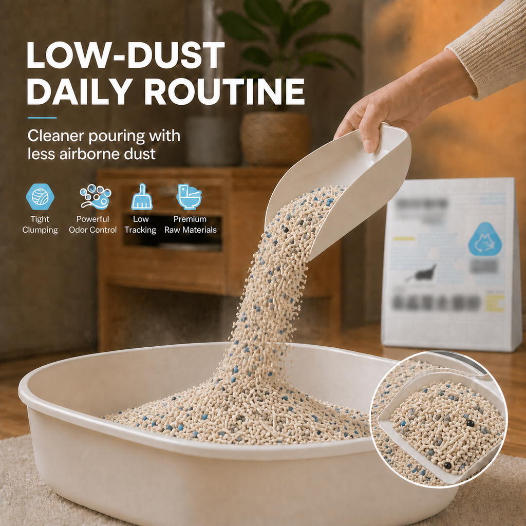 Odor-Control Carbon Crystal Tofu Blend Cat Litter | Odour Control, Fast Clumping & Low Dust | 2.5kg