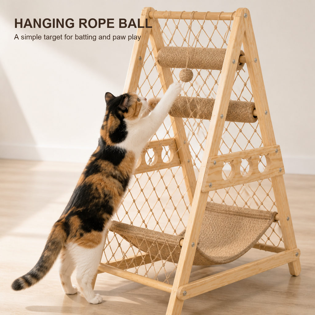Solid Wood Cat Tree Tower