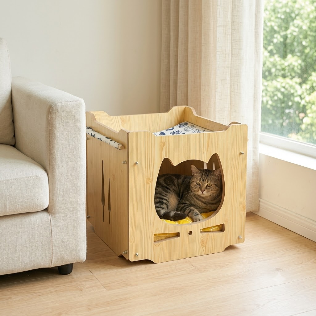Stackable Wooden Cat House