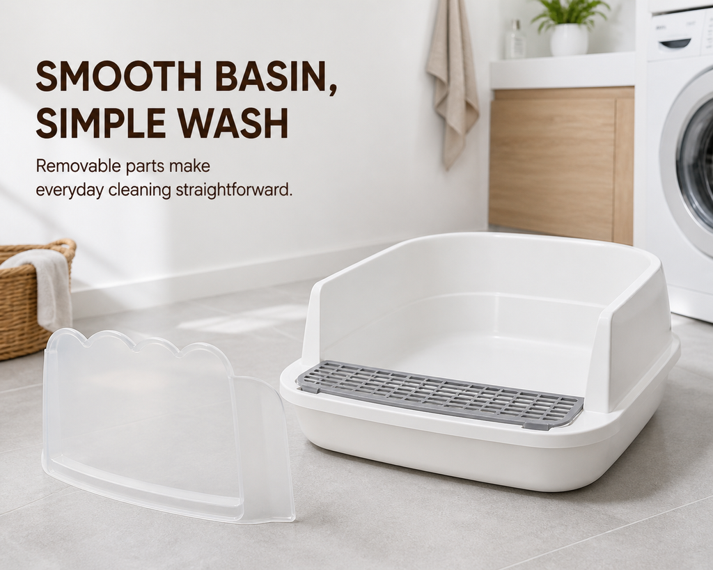 Semi-Enclosed Cat Litter Box