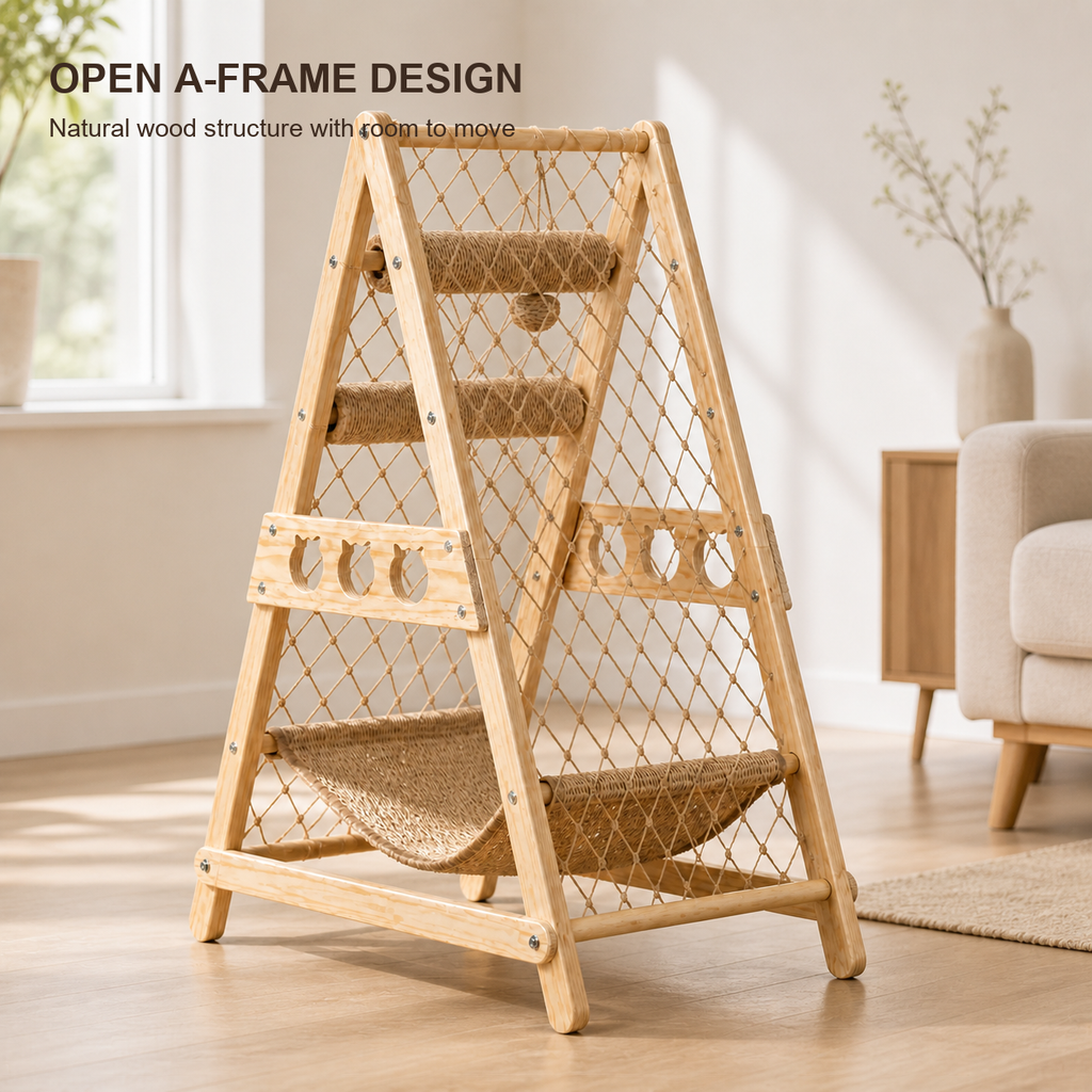 Solid Wood Cat Tree Tower