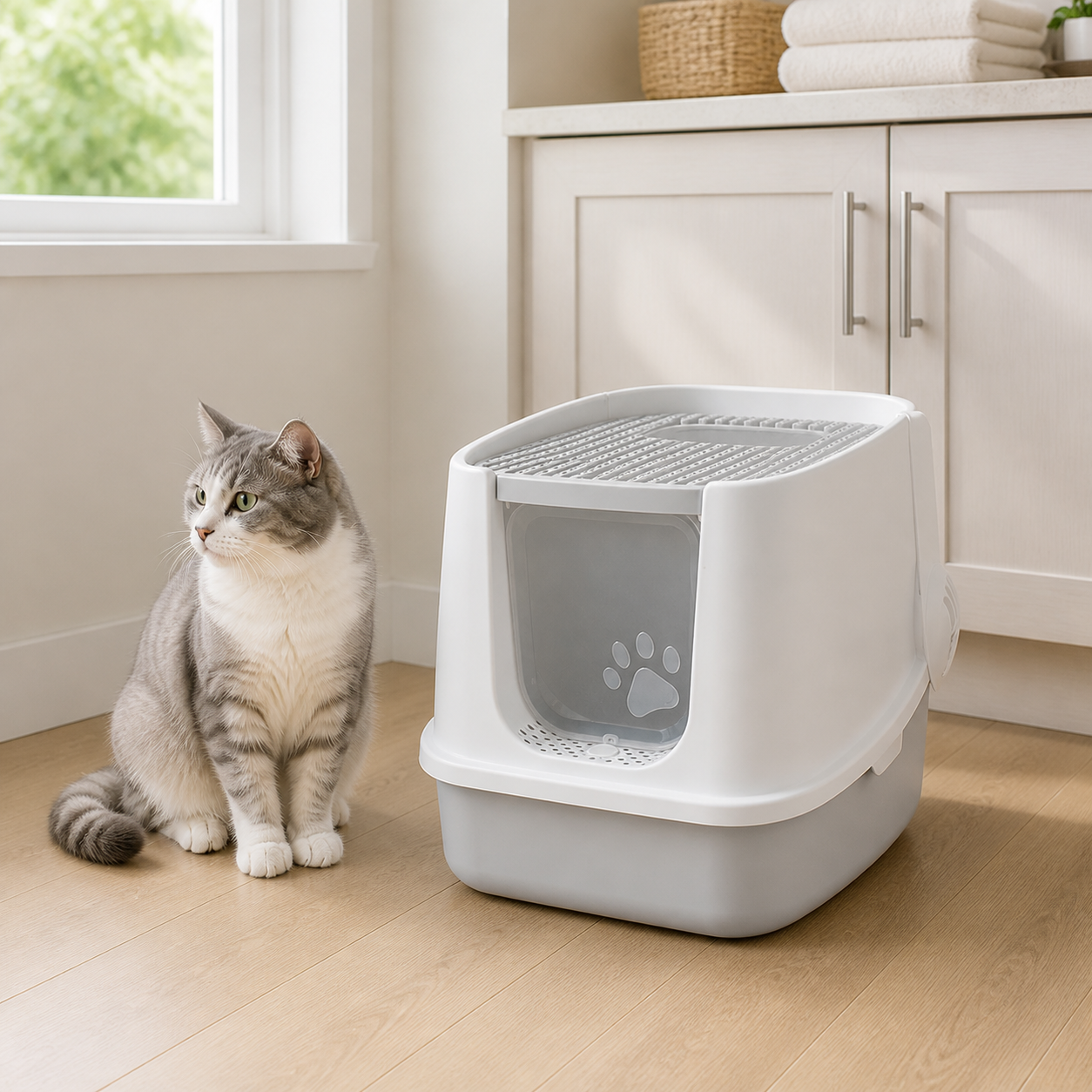 Anti-Splash Enclosed Litter Box