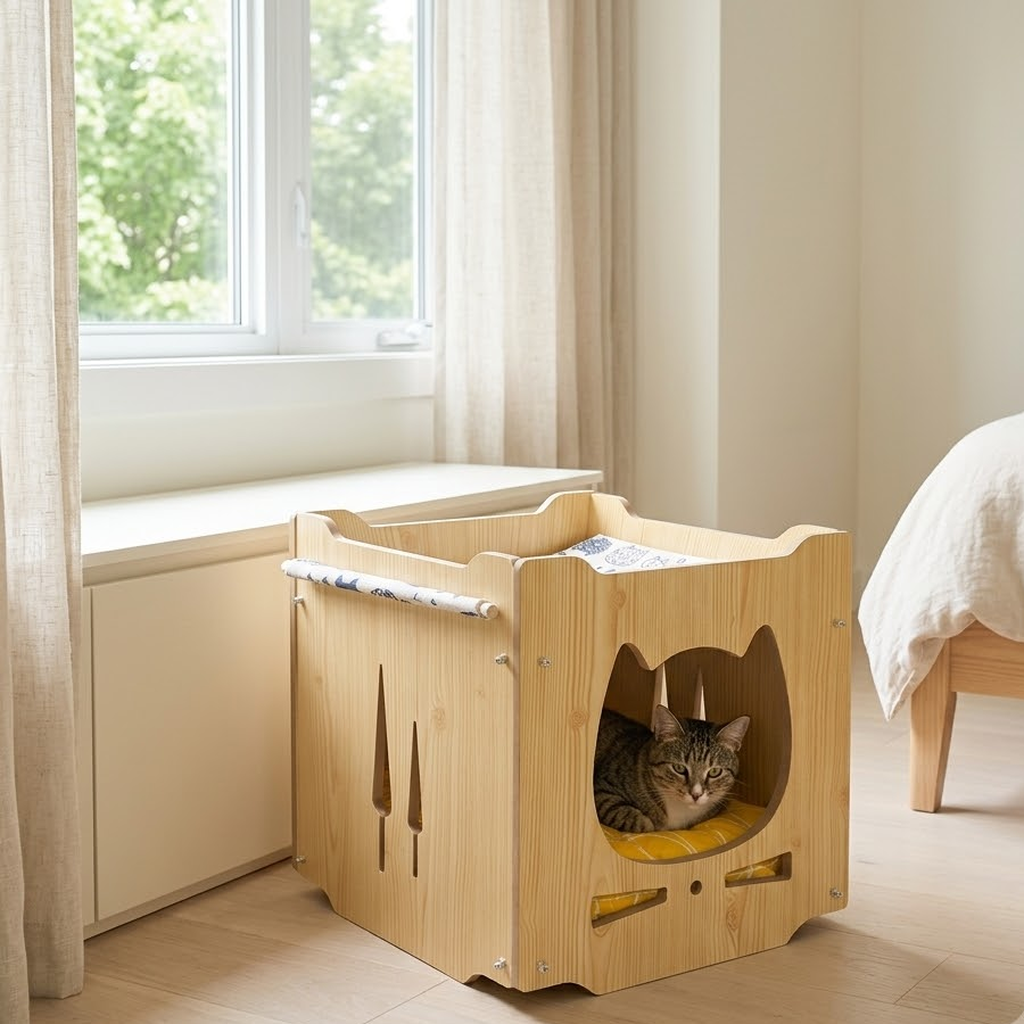 Stackable Wooden Cat House