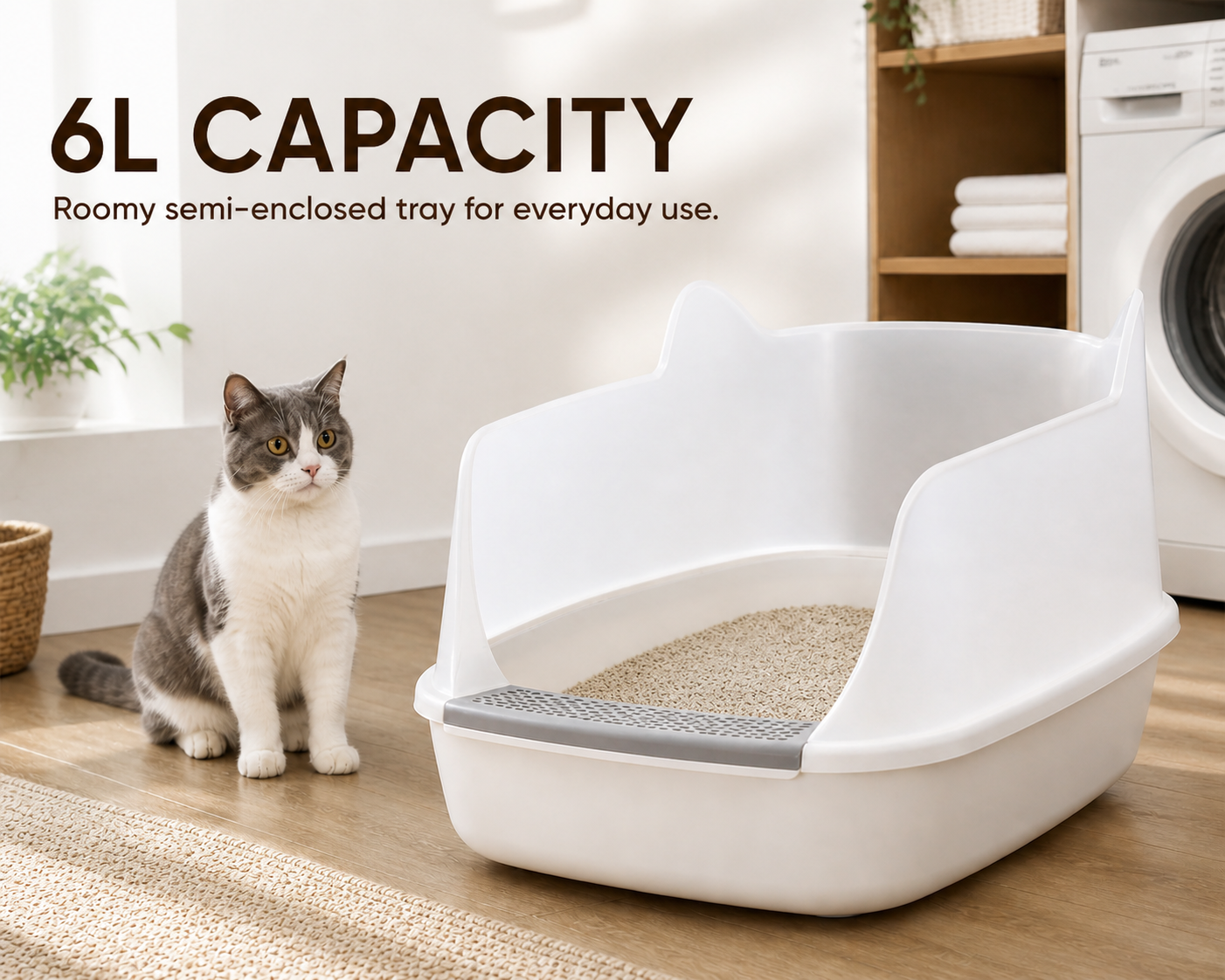 Semi-Enclosed Cat Litter Box