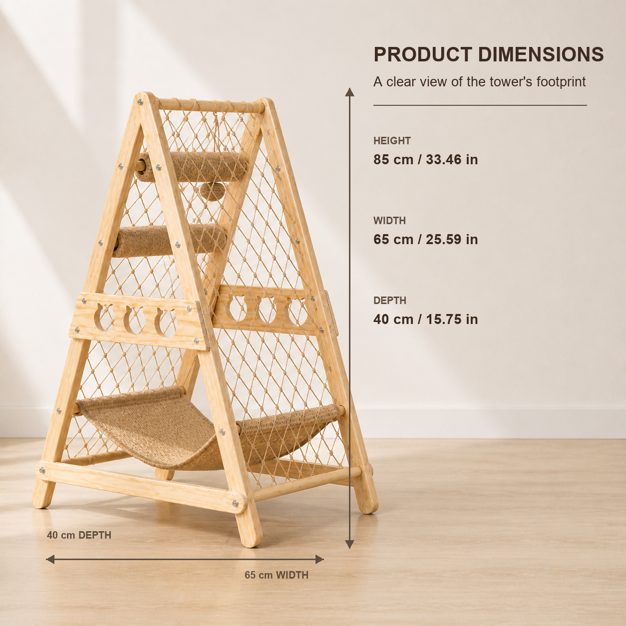 Solid Wood Cat Tree Tower