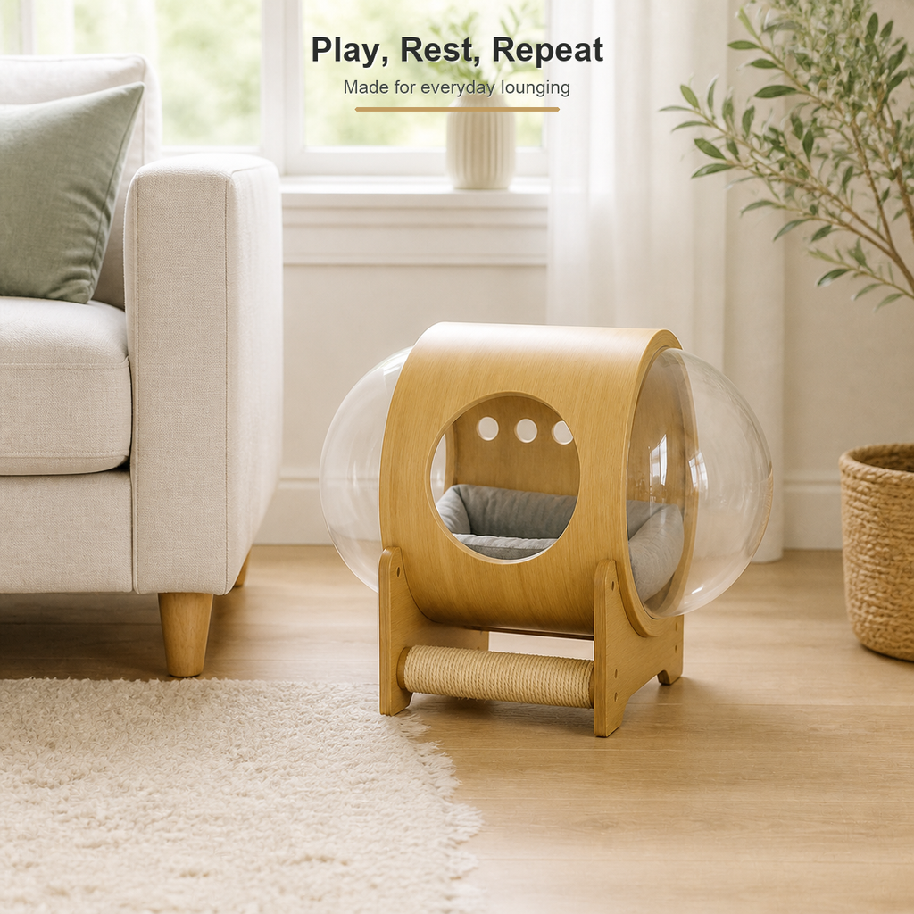 Wooden Capsule Cat House