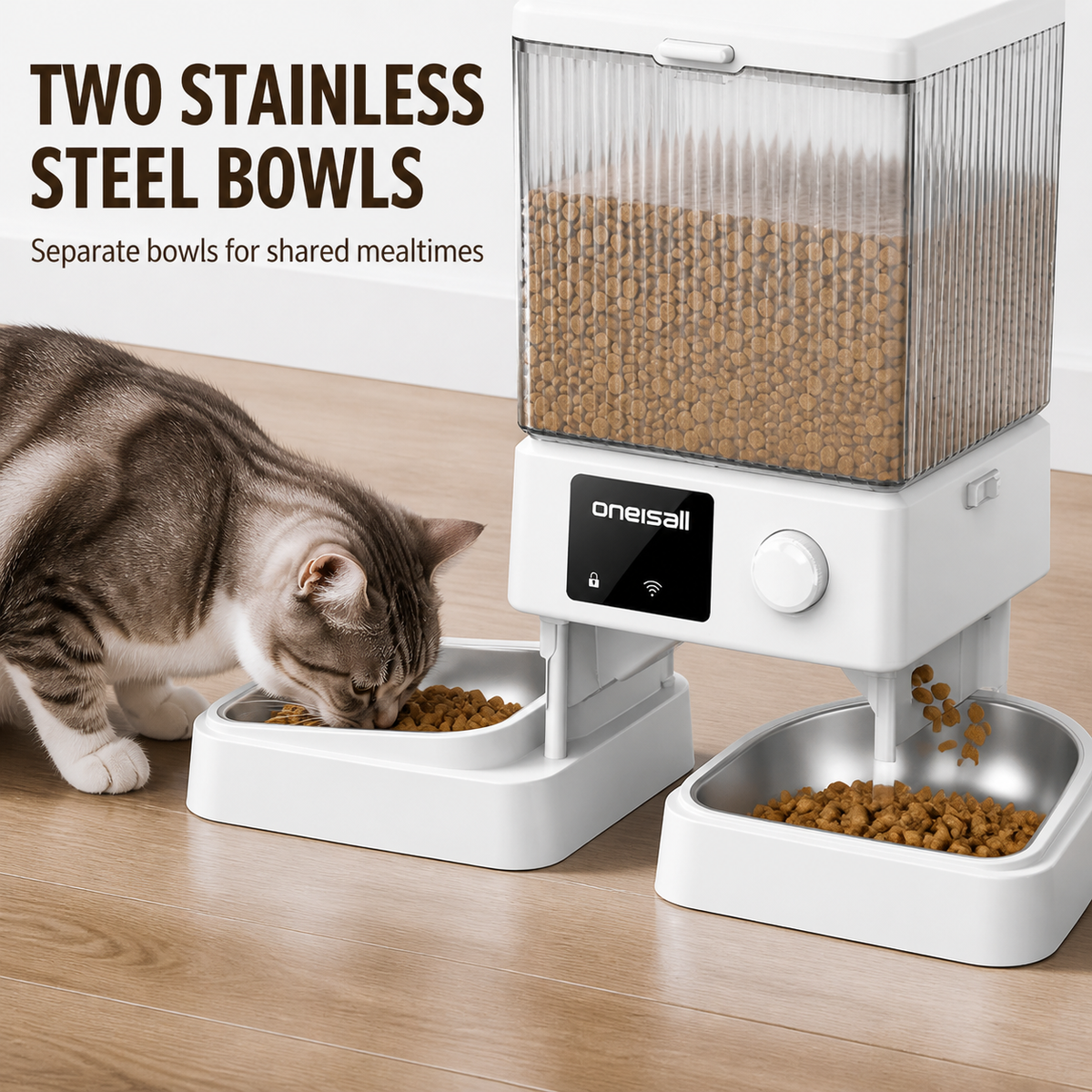 Dual-Bowl Automatic Cat Feeder