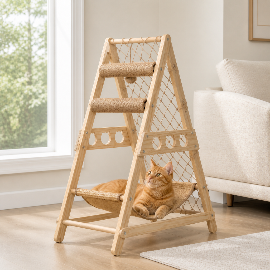 Solid Wood Cat Tree Tower