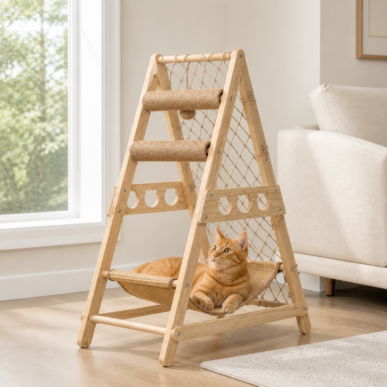 Solid Wood Cat Tree Tower