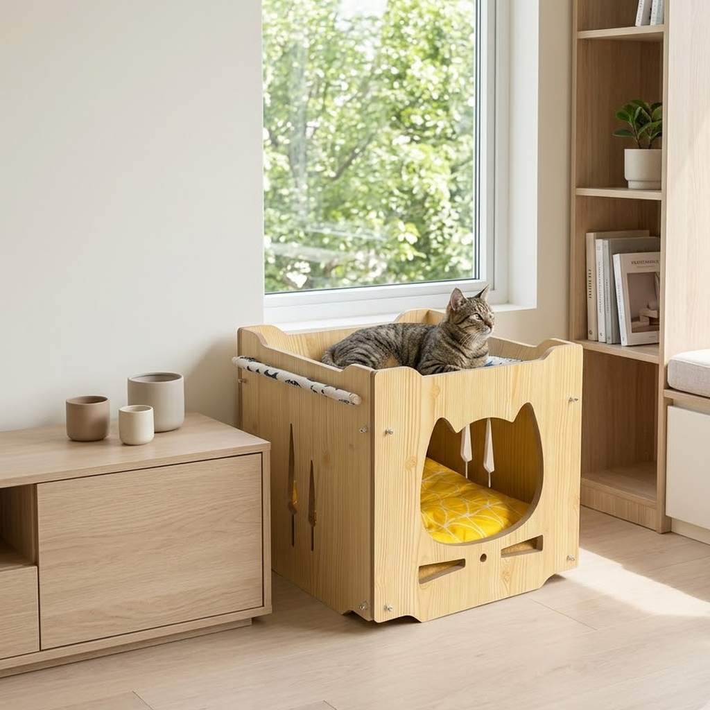 Stackable Wooden Cat House
