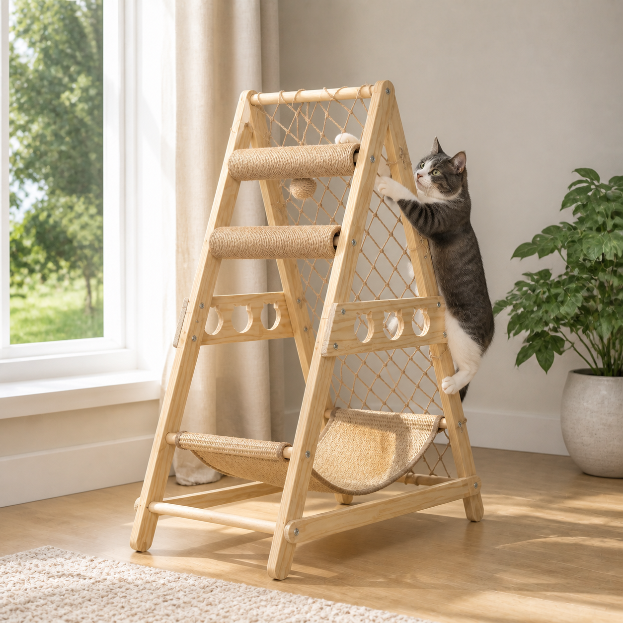 Solid Wood Cat Tree Tower
