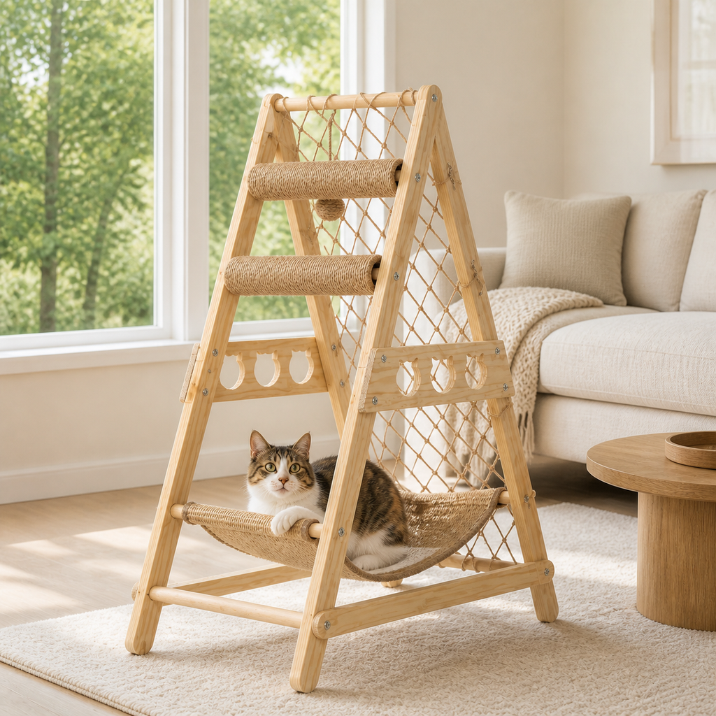 Solid Wood Cat Tree Tower