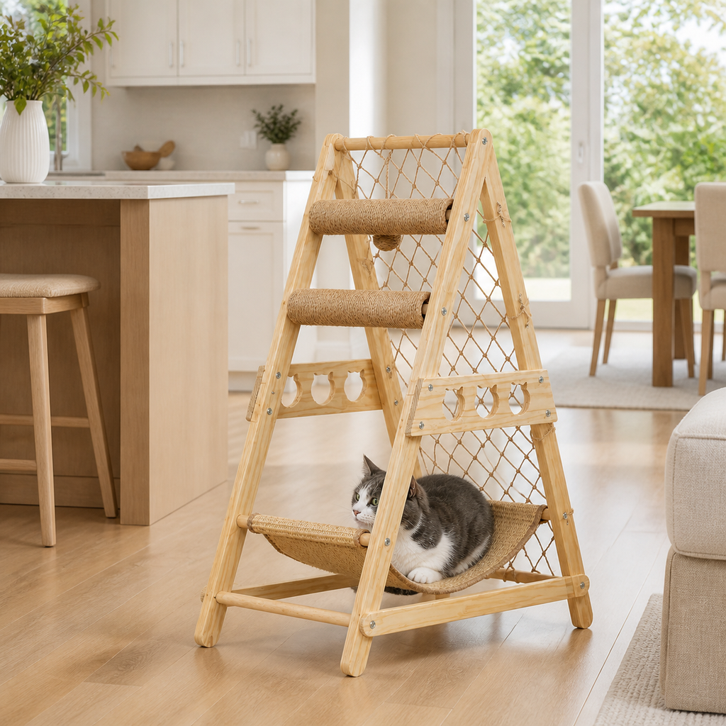 Solid Wood Cat Tree Tower