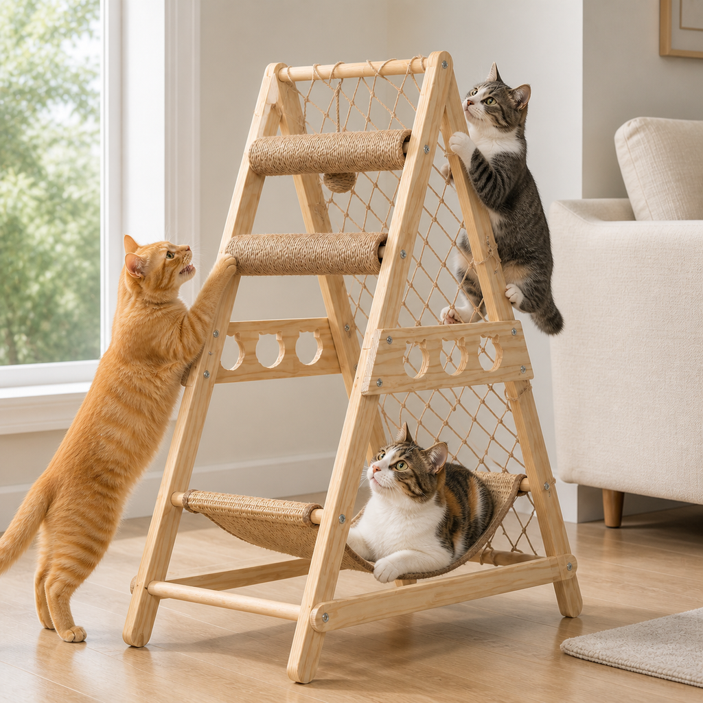 Solid Wood Cat Tree Tower