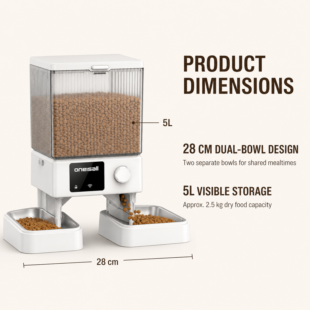Dual-Bowl Automatic Cat Feeder