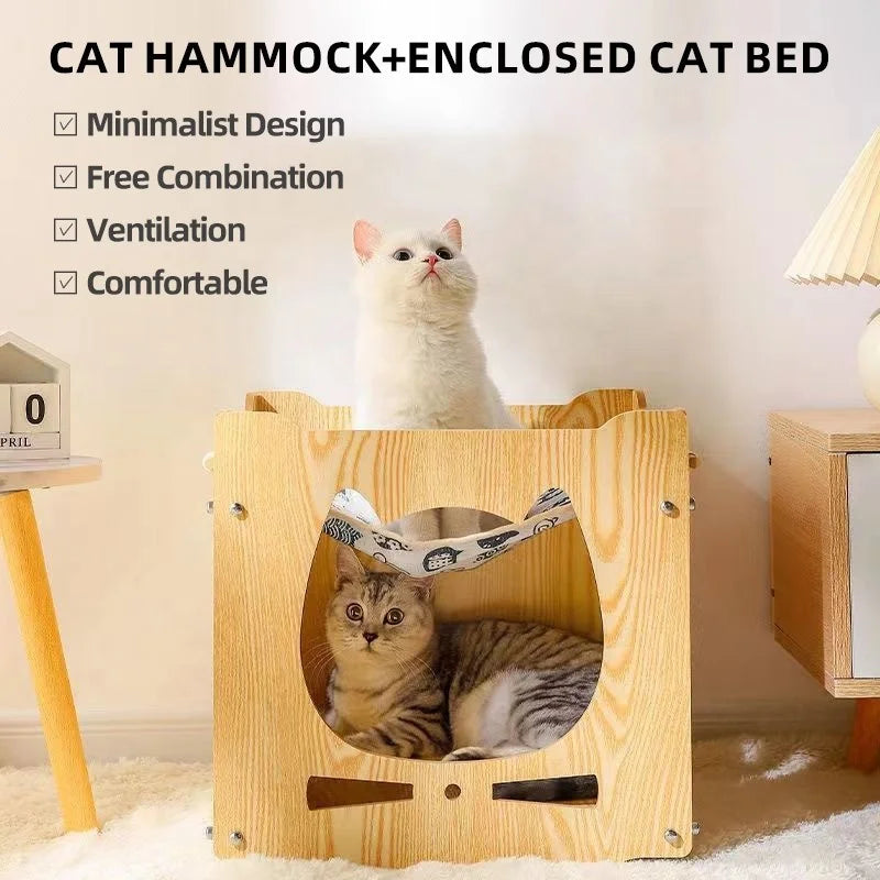 Stackable Wooden Cat House
