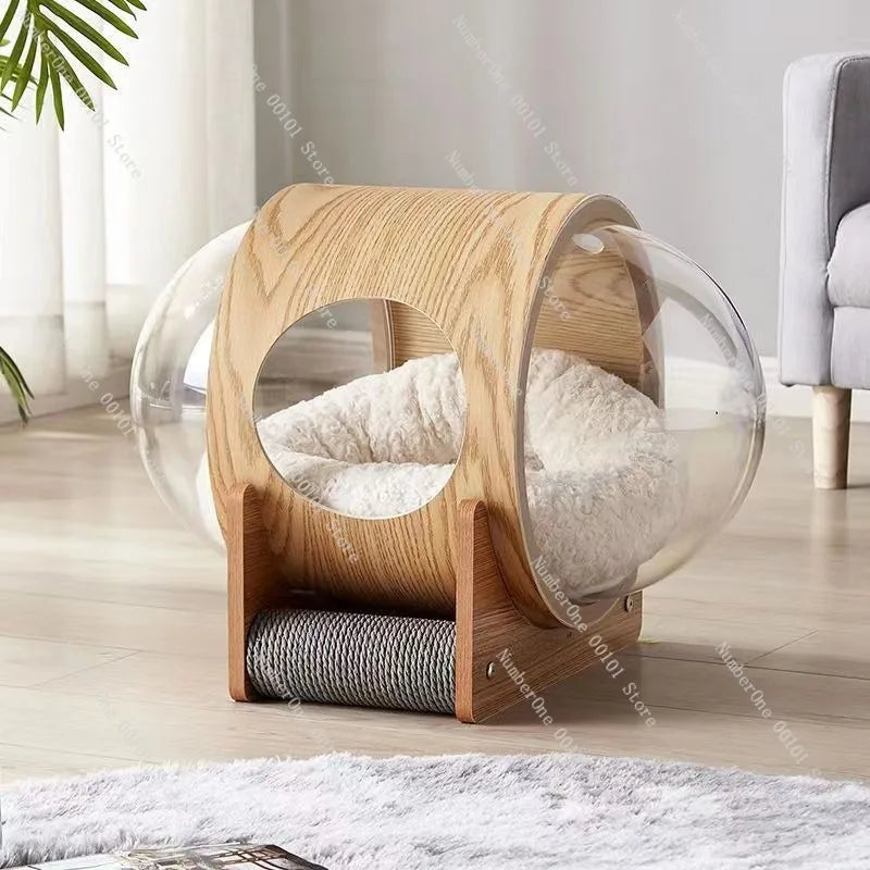 Wooden Capsule Cat House