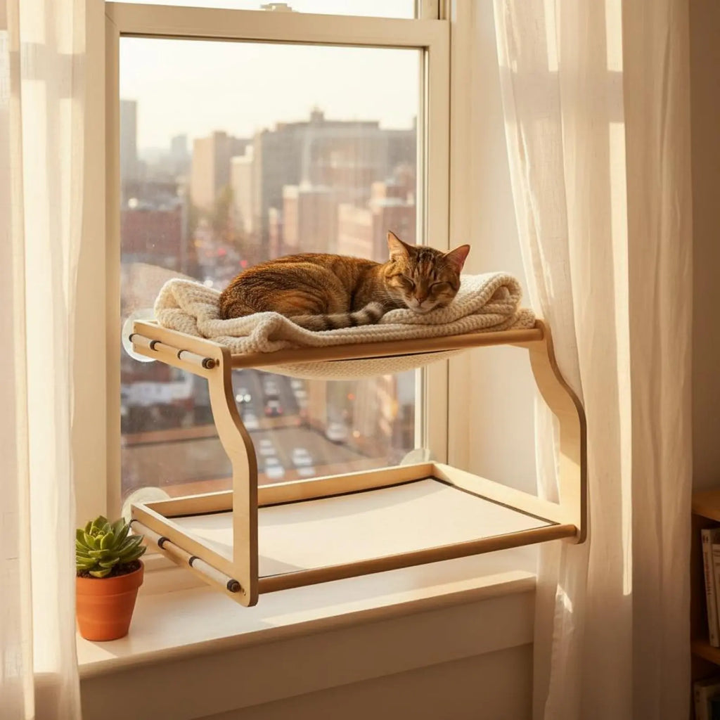Window-Mounted Cat Perch Bed