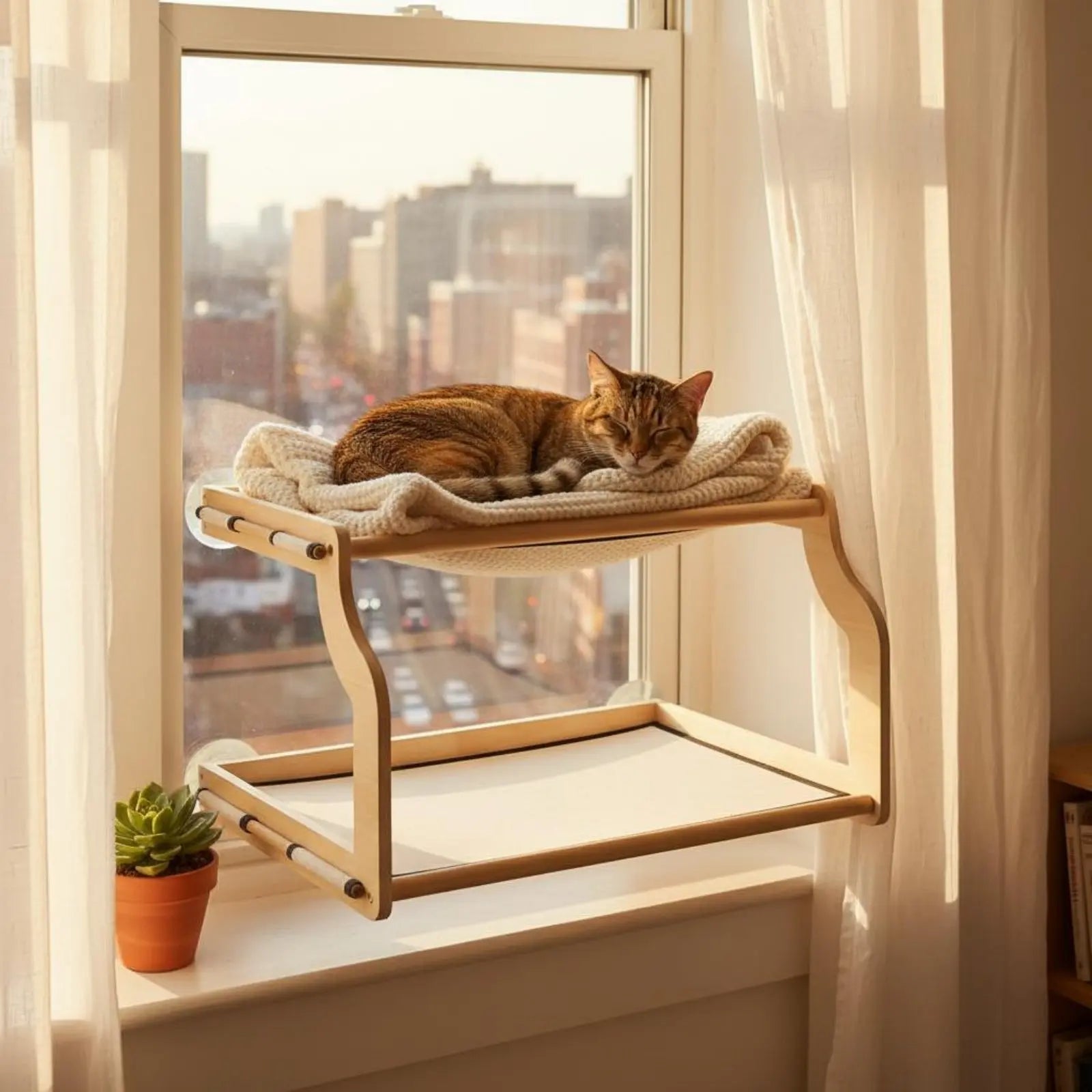 Window-Mounted Cat Perch Bed