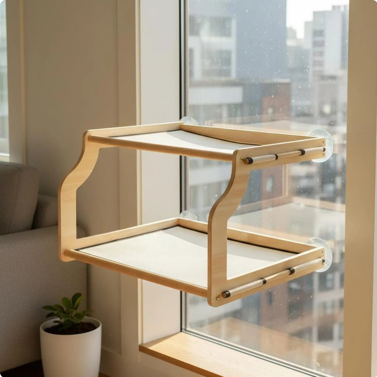 Window-Mounted Cat Perch Bed