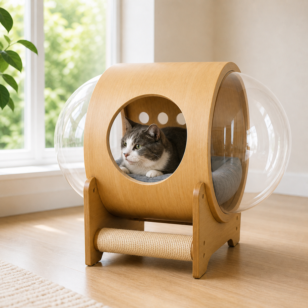 Wooden Capsule Cat House