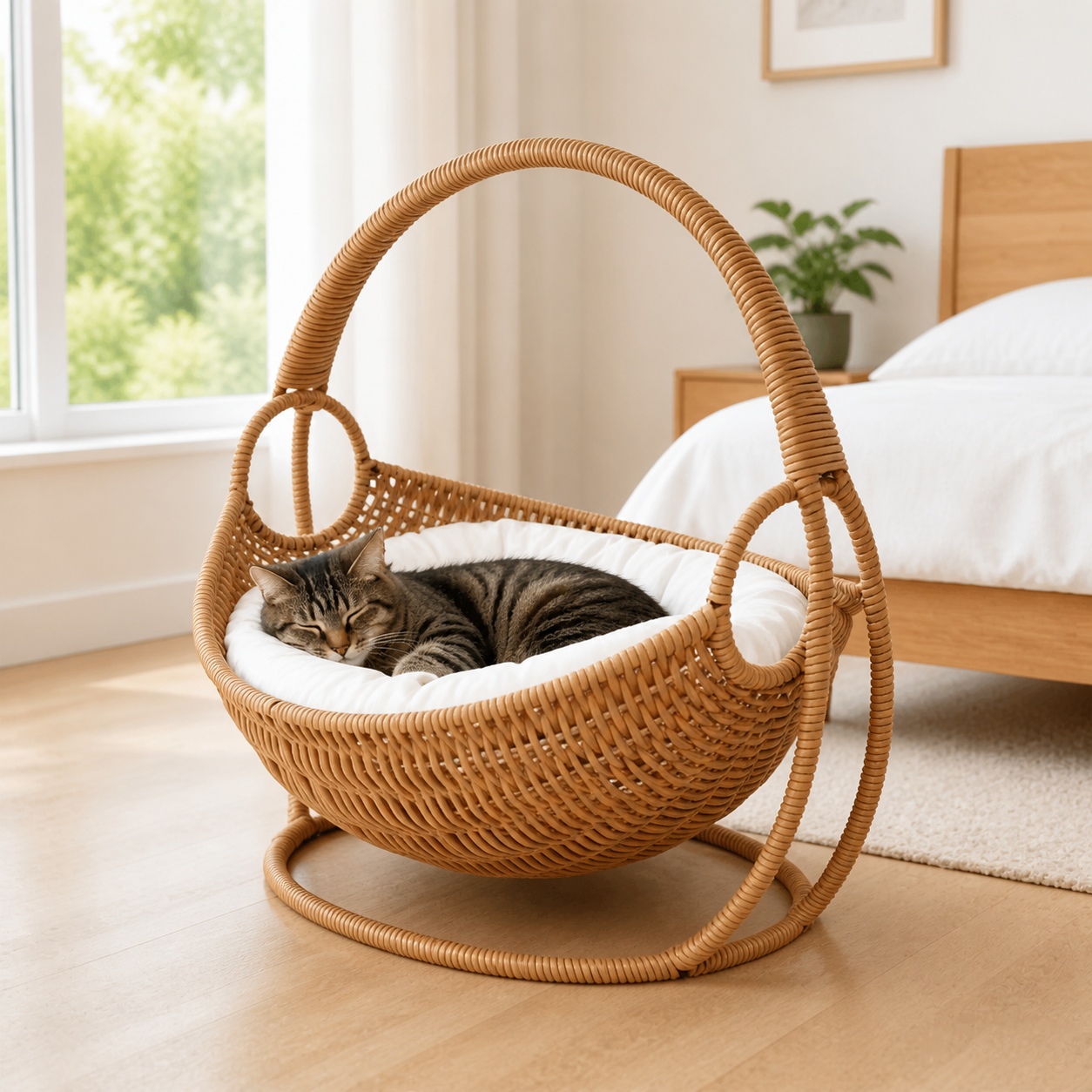 Faux Rattan Cat Basket Bed