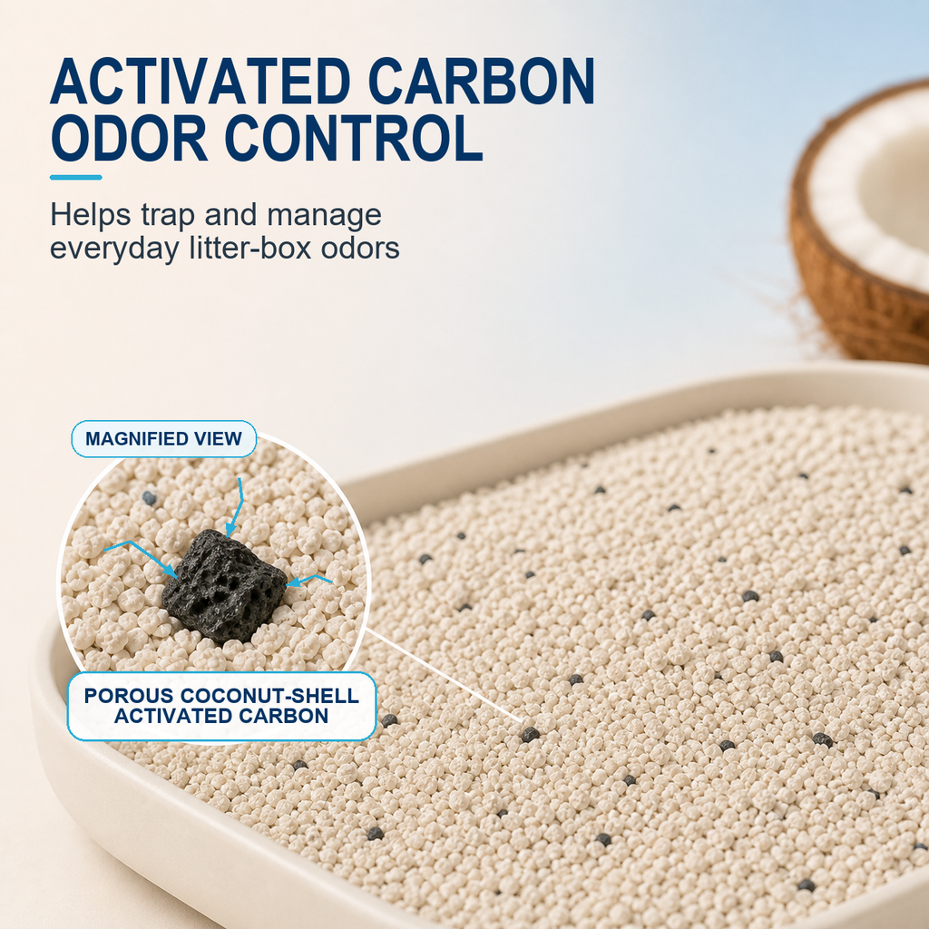 Odor-Control Fine-Grain Cassava Blend Cat Litter | Fast Clumping, Low Dust & Easy Scooping | 2kg