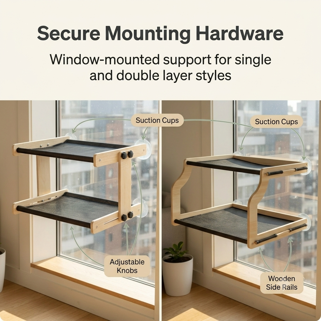Window-Mounted Cat Perch Bed