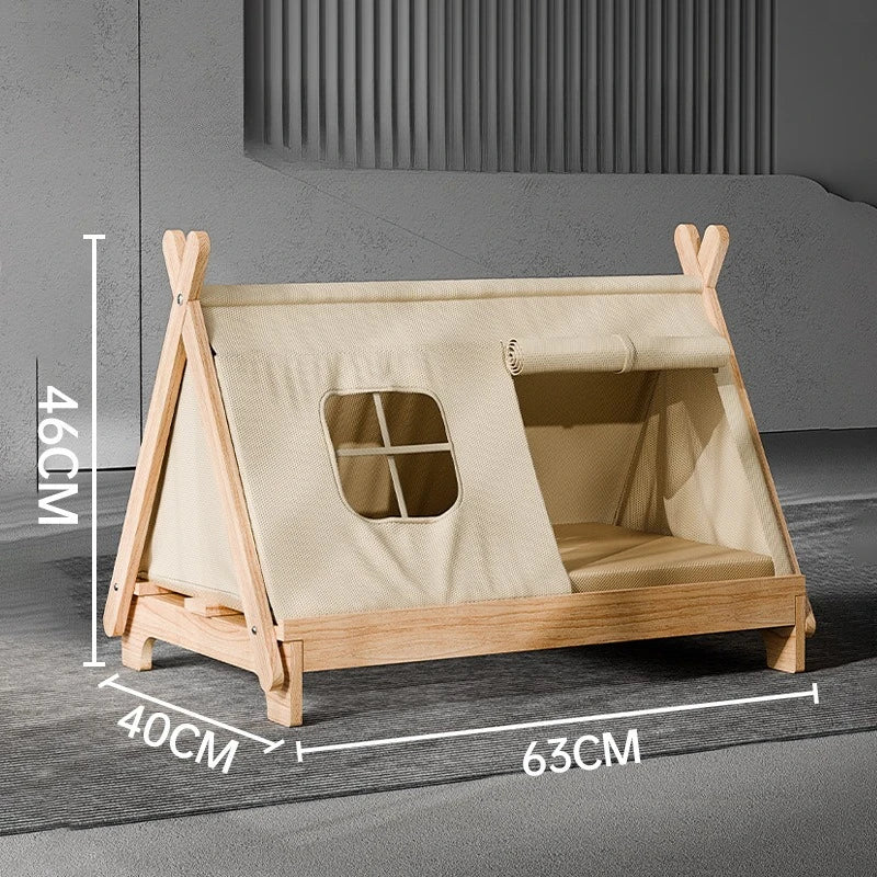 Wooden Window Cat Tent Bed