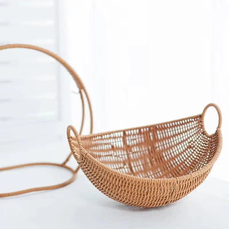 Faux Rattan Cat Basket Bed