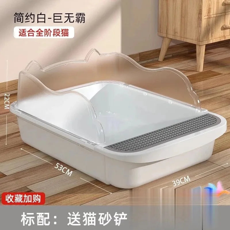 Semi-Enclosed Cat Litter Box