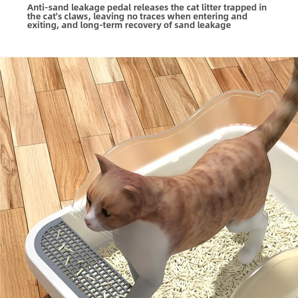 Semi-Enclosed Cat Litter Box