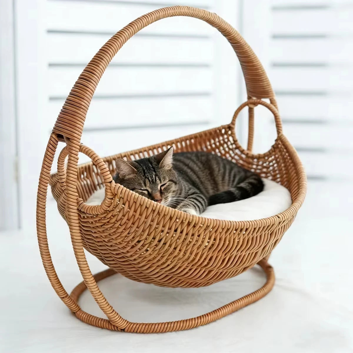 Faux Rattan Cat Basket Bed