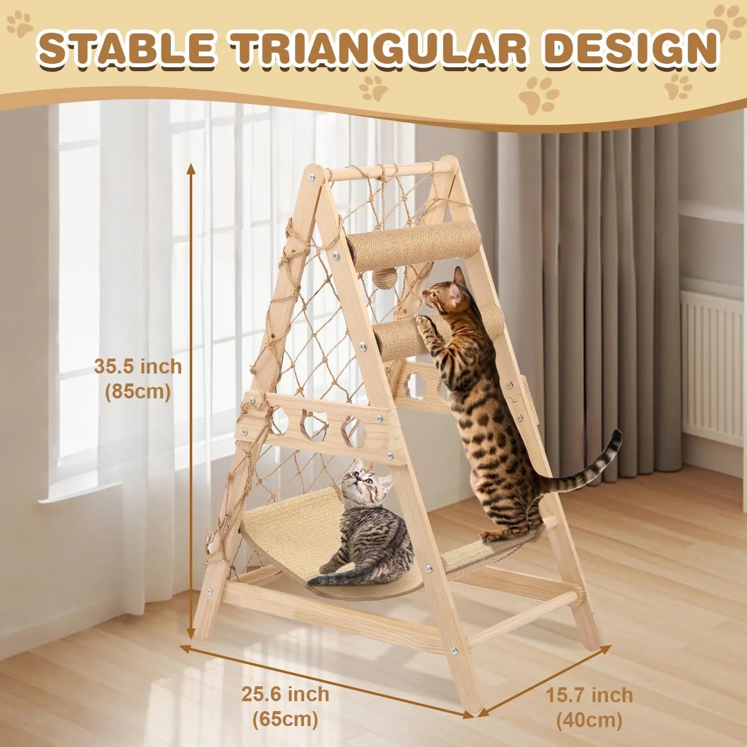 Solid Wood Cat Tree Tower