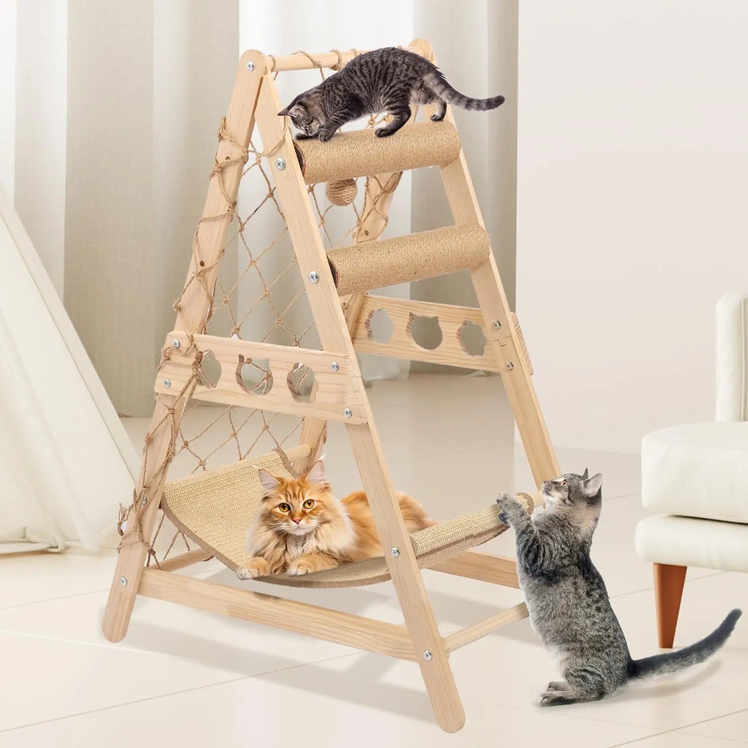 Solid Wood Cat Tree Tower